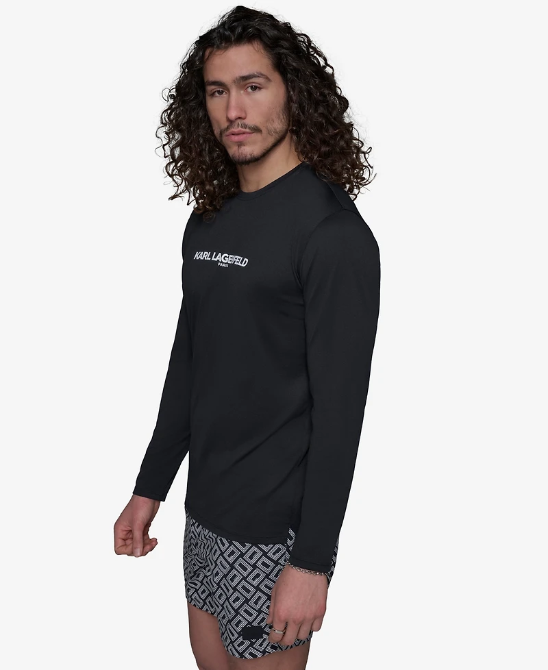 Karl Lagerfeld Paris Men's Long-Sleeve Logo Rashguard