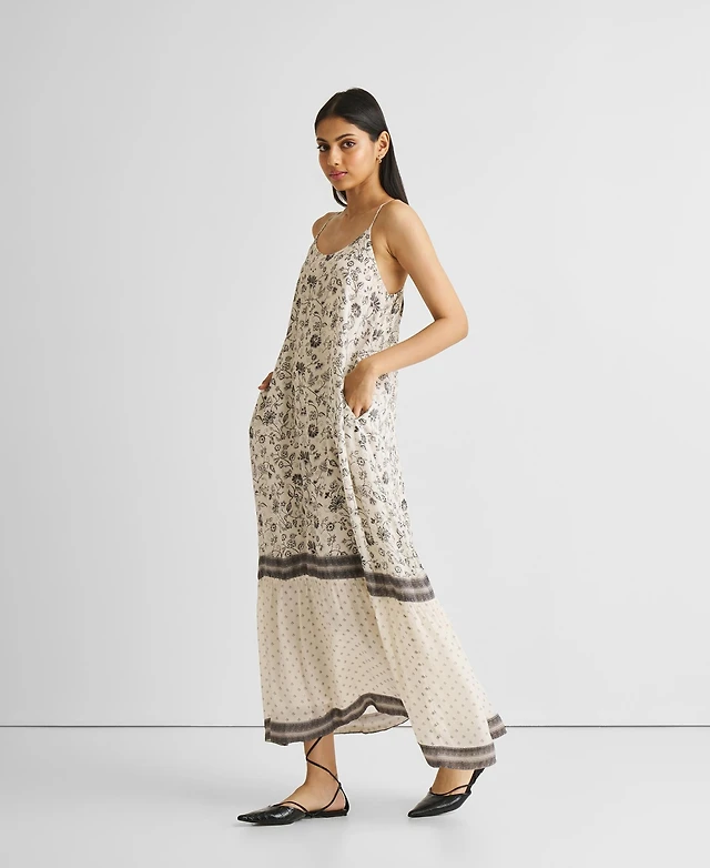 pintuck flowy maxi dress Sofie Pintuck Linen Maxi Dress - White main image 0