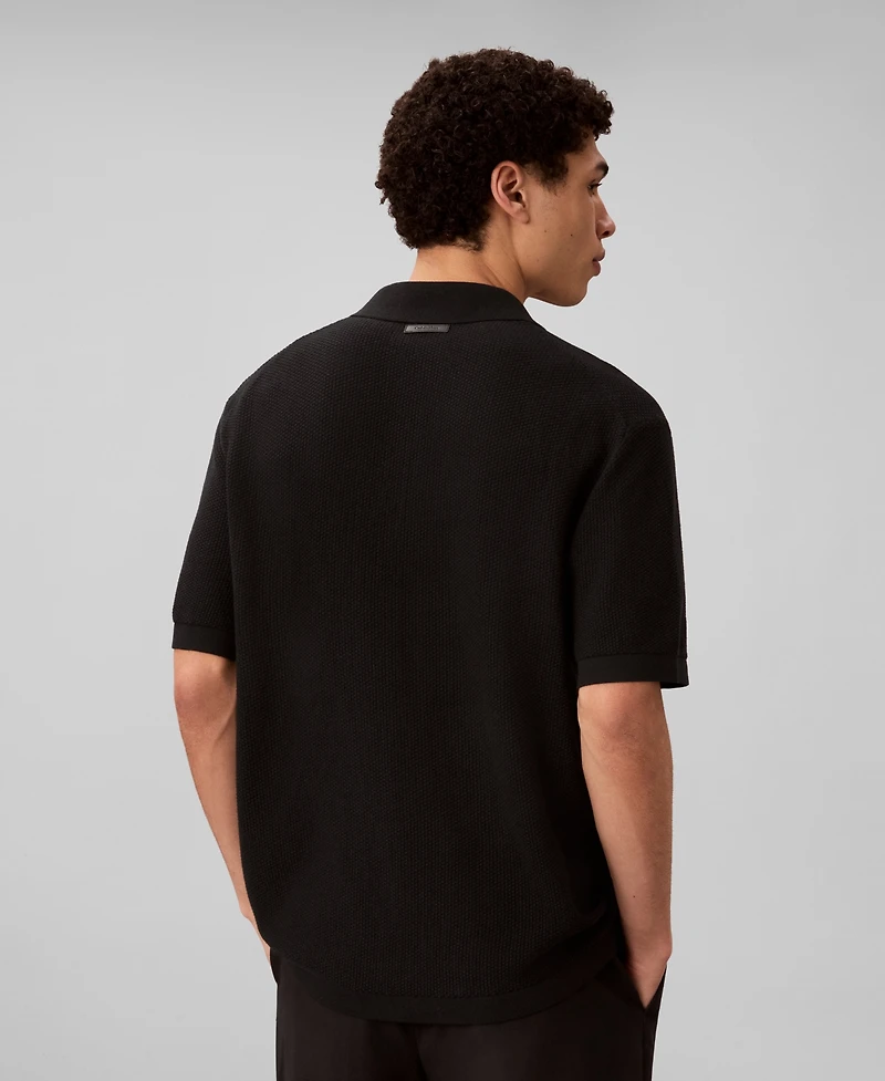 Calvin Klein Men's Textured Cotton Short-Sleeve Polo Shirt