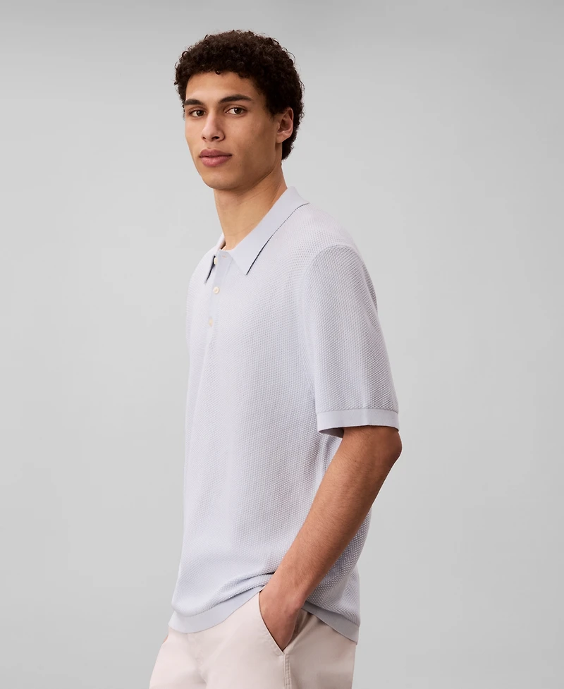 Calvin Klein Men's Textured Cotton Short-Sleeve Polo Shirt