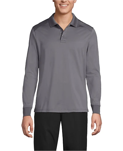 Lands' End School Uniform Men's Long Sleeve Rapid Dry Polo Shirt