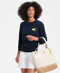 Lands' End Women's Drifter Embellished Crew Neck Sweater