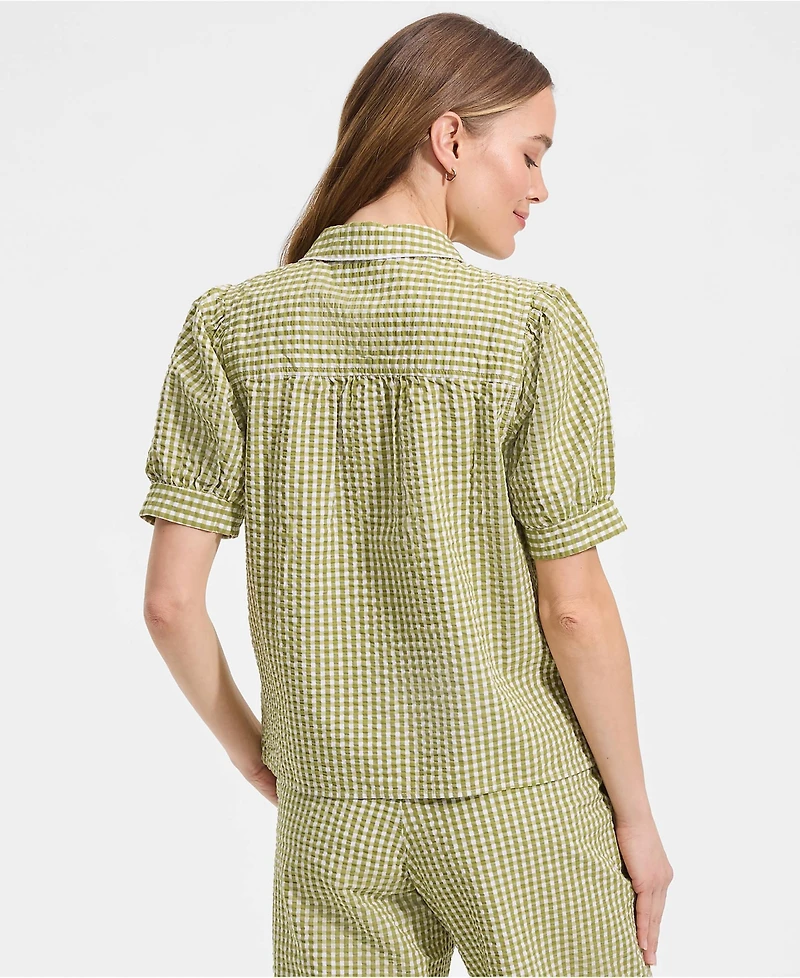 Lands' End Women's Seersucker Peter Pan Collar Shirt