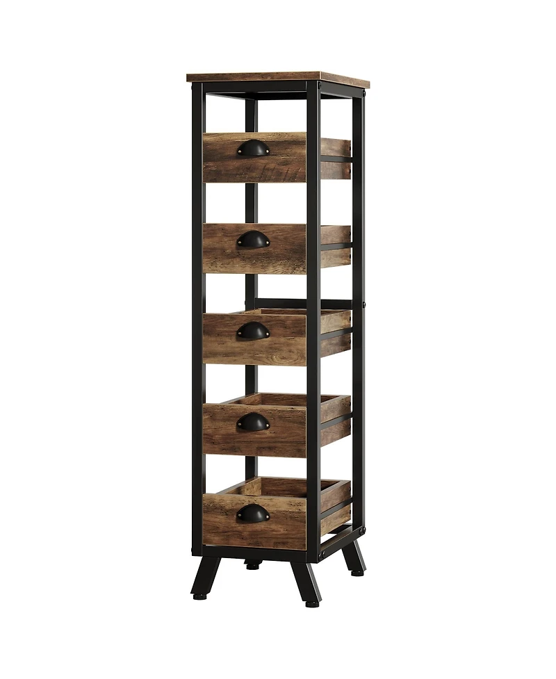 Tribesigns Tall Narrow Dresser, Small Wood Thin Chest of 5 Drawers, Vertical Dressers & Chests of Drawers Storage Organizer for Bedroom, Living Room,