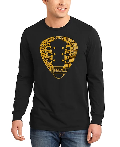 La Pop Art Men's Music Genres Guitar Neck Word Long-Sleeve T-Shirt