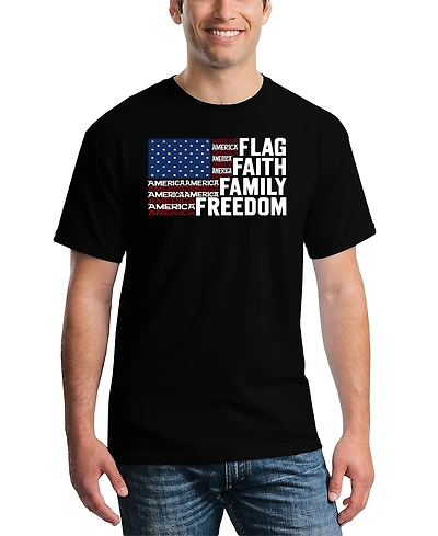 La Pop Art Men's Flag Faith Family Freedom American Word T-Shirt