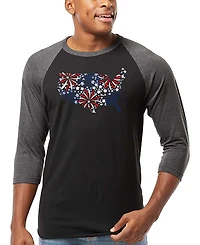 La Pop Art Men's Usa Fireworks and Stars Word Raglan-Sleeve T-Shirt