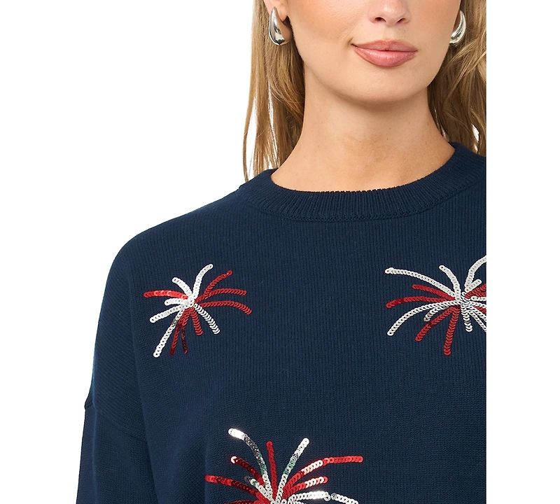 Vince Camuto Women's Firework Motif Crewneck Sweater