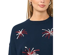 Vince Camuto Women's Firework Motif Crewneck Sweater