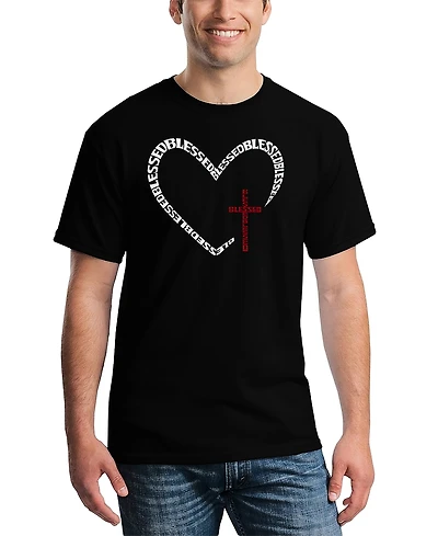 La Pop Art Men's Blessed Heart Cross Word T-Shirt