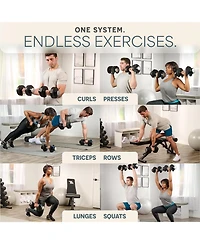 Lifepro Adjustable Dumbbells Set with Rack - Compact 5-in-1 Hand Weights for Home Gym, Quick Adjust, Secure Grip