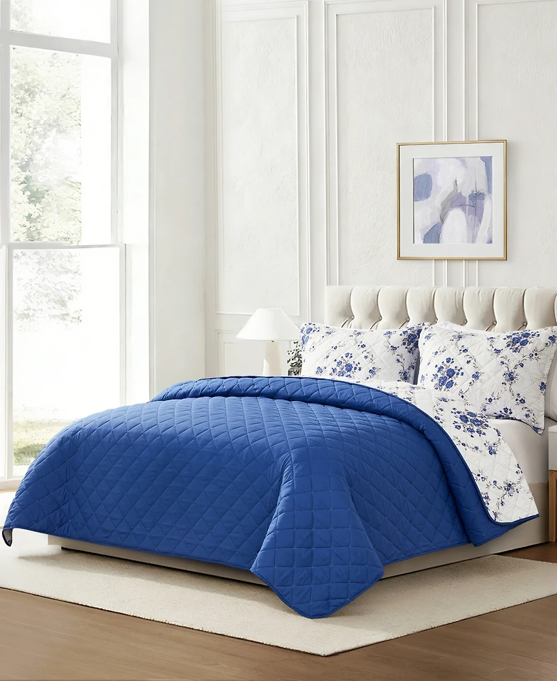 Chelsea Loft Pinsonic Floral Reversible 3-Pc. Quilt Set, King