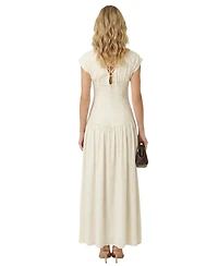 Modenaire Women's Odessa Cap Sleeve Lace-Up Back Maxi Dress