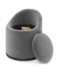 Slickblue 360degree(s) Swivel Upholstered Barrel Chair with Hidden Storage for Vanity and Makeup