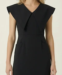 Modenaire Women's Wide Collar Midi Sheath Dress