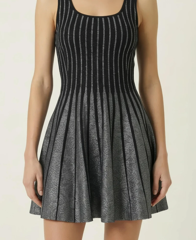 Modenaire Women's Sleeveless Rib-Knit Flared Mini Dress