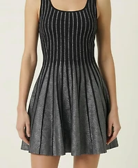 Modenaire Women's Sleeveless Rib-Knit Flared Mini Dress