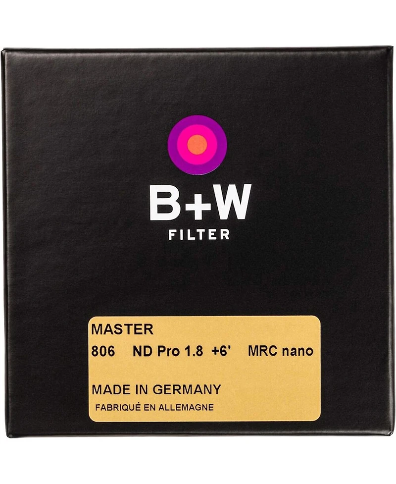 B + W 62mm Master 806M Nd 1.8 6-Stop Mrc Nano Neutral Density Filter