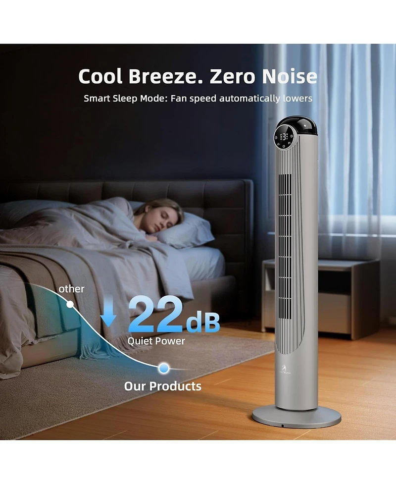 Antarctic Star 42-Inch Quiet Oscillating Tower Fan with Remote and Washable Grille