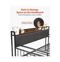 Sugift Daybed with Trundle and Charging Station Heavy Duty Metal Platform