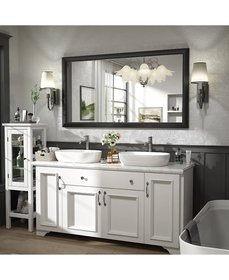 Apmir 55" x 30" Inch Thick Metal Framed Wall Mirrors for Bedroom