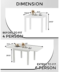 homfan Expandable Outdoor Dining Table with Aluminum Frame and Wood-Look Top, Seats 4 to 6