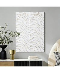 LuxenHome Modern Metal Wall Decor, 2-Piece Textured Panels with Sculpted Wave Design