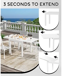 homfan Expandable Outdoor Dining Table with Aluminum Frame and Wood-Look Top, Seats 4 to 6