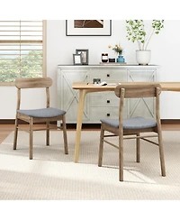 Slickblue Kitchen Armless Dining Chairs Set of 2 Upholstered Wood Frame