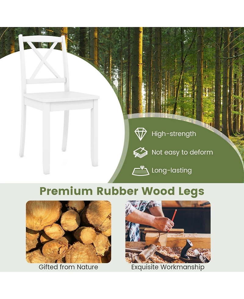 Slickblue Dining Chair Set of 2 with Wooden Frame, Rubber Wood Legs and Curved Back Support