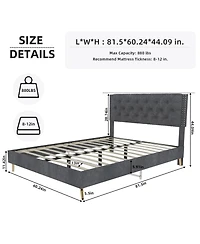 Rainsken Bed Frame, with Suede Upholstered Headboard, Under Storage, Wood Slats Support, No Box Spring Needed, Easy Assembly