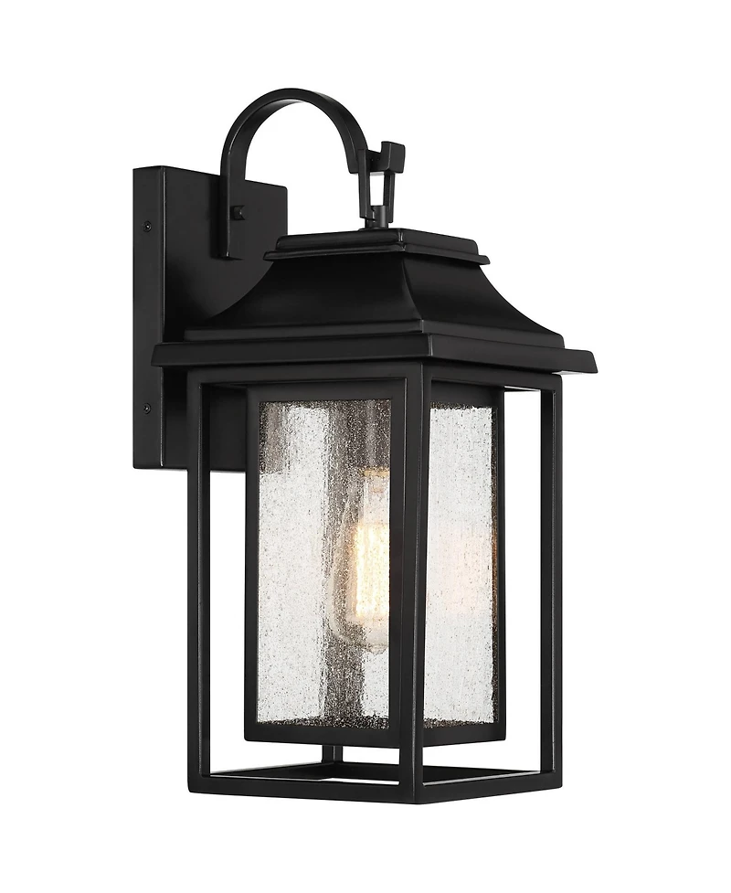 John Timberland Cecile 18 1/4" High Mission Framed Box Outdoor Wall Light Fixture Mount Porch House Waterproof Shiny Black