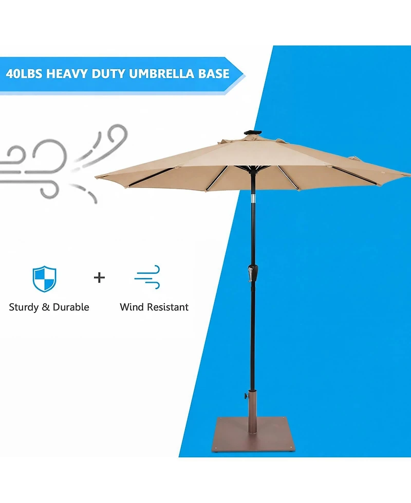 Costway Square Patio Umbrella Base Weighted 42 Lbs Outdoor Market Stand Footpads