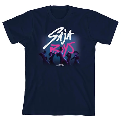 KPop Demon Hunters Saja Boys Text Logo Youth Boy Short Sleeve Tee