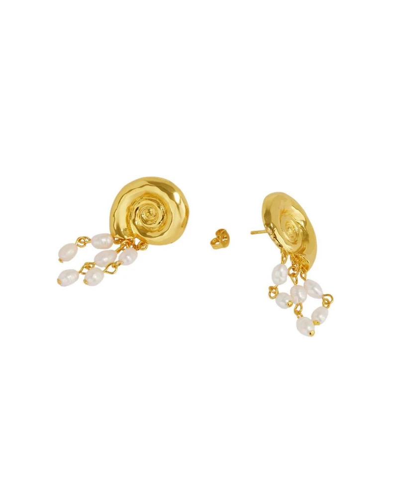 Ottoman Hands Waterproof Shell Pearl Beaded Stud Earrings
