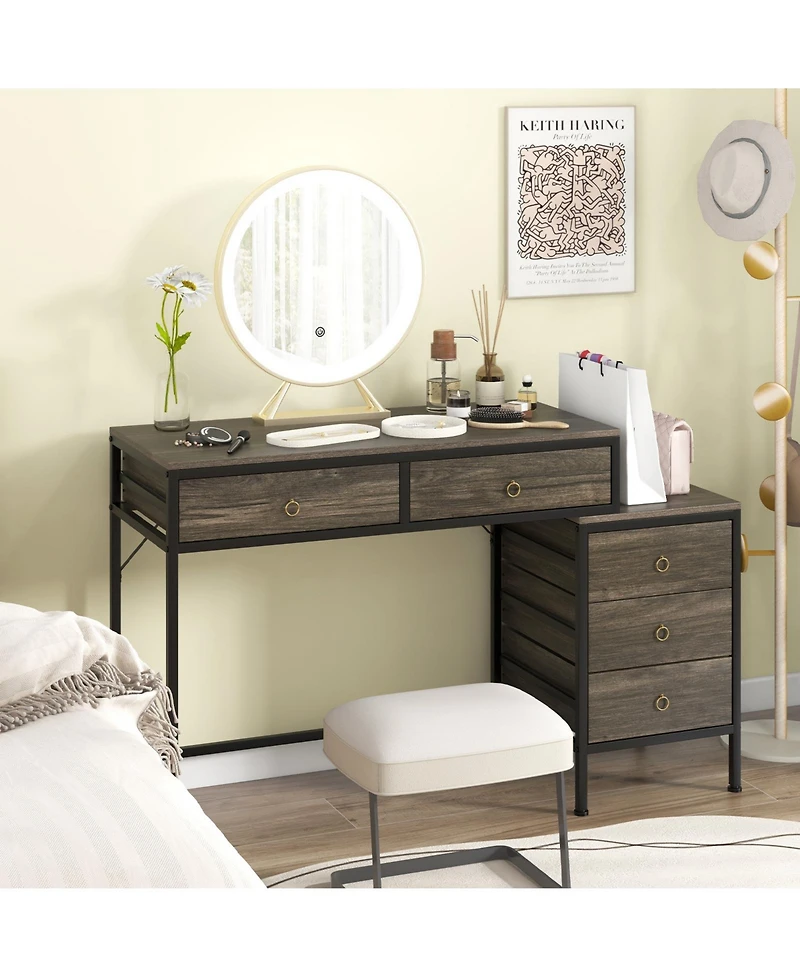 Slickblue Computer Desk with Storage 5 Drawers and Side Filing Cabinet