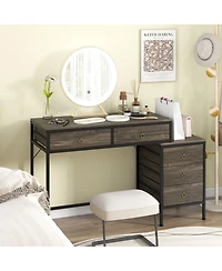 Slickblue Computer Desk with Storage 5 Drawers and Side Filing Cabinet