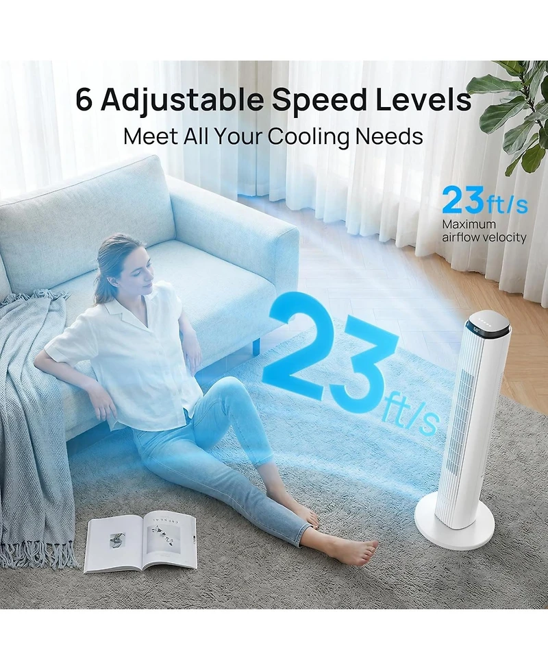 Antarctic Star 42-Inch Smart Tower Fan, App Control, Washable Grille and 12 Speeds
