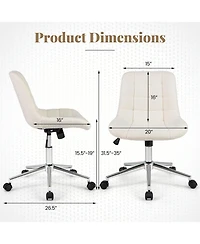 Gouun Teddy Fleece Armless Swivel Vanity Chair for Makeup Desk