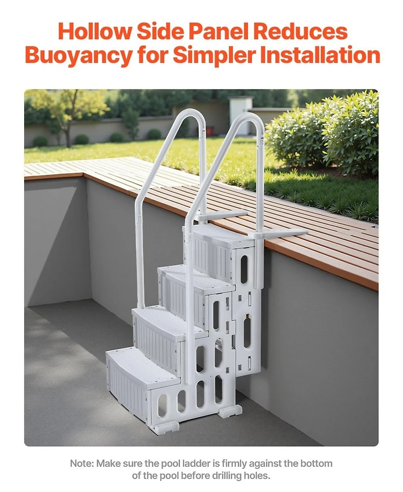Inolait 4-Step Swimming Pool Ladder with Non-Slip Steps and Double Handrails 400 lbs Capacity