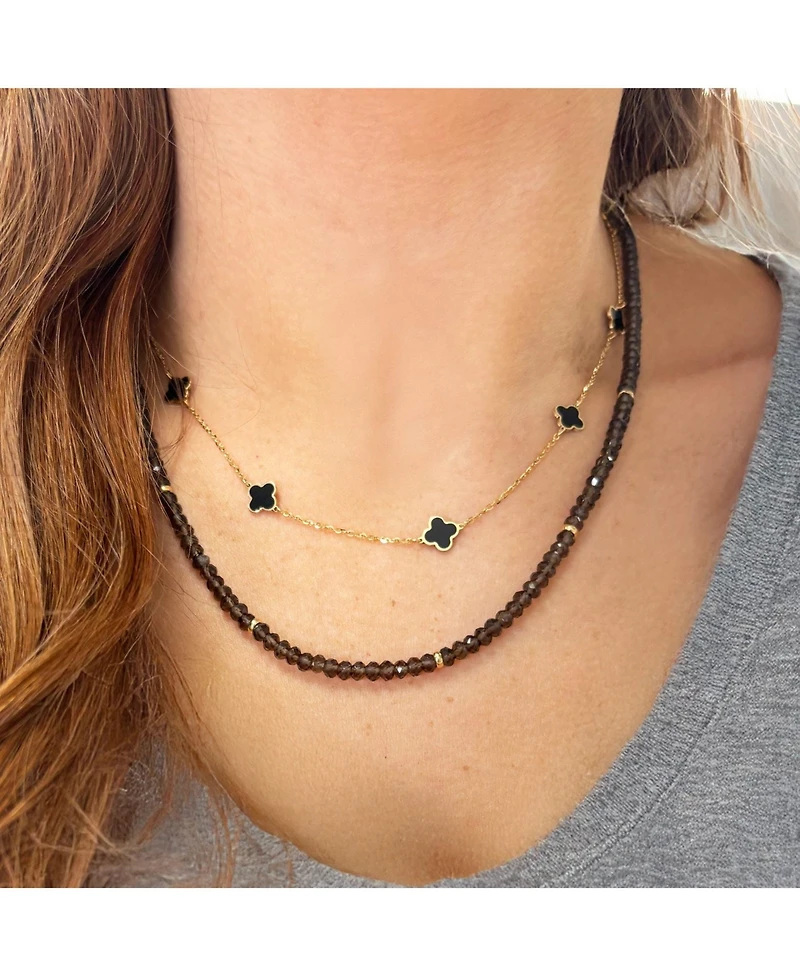 The Lovery 14K Gold Smoky Quartz Bead Necklace