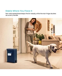 Home Zone Living 3 Gallon Slim Rectangular Dog Waste Trash Can with Bag Holder, Stainless Steel, Matte Navy with Trash Bags