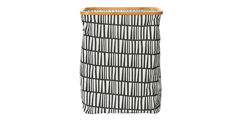 Household Essentials Bamboo Rimmed Rectangular Krush Container Hamper with Cutout Handles