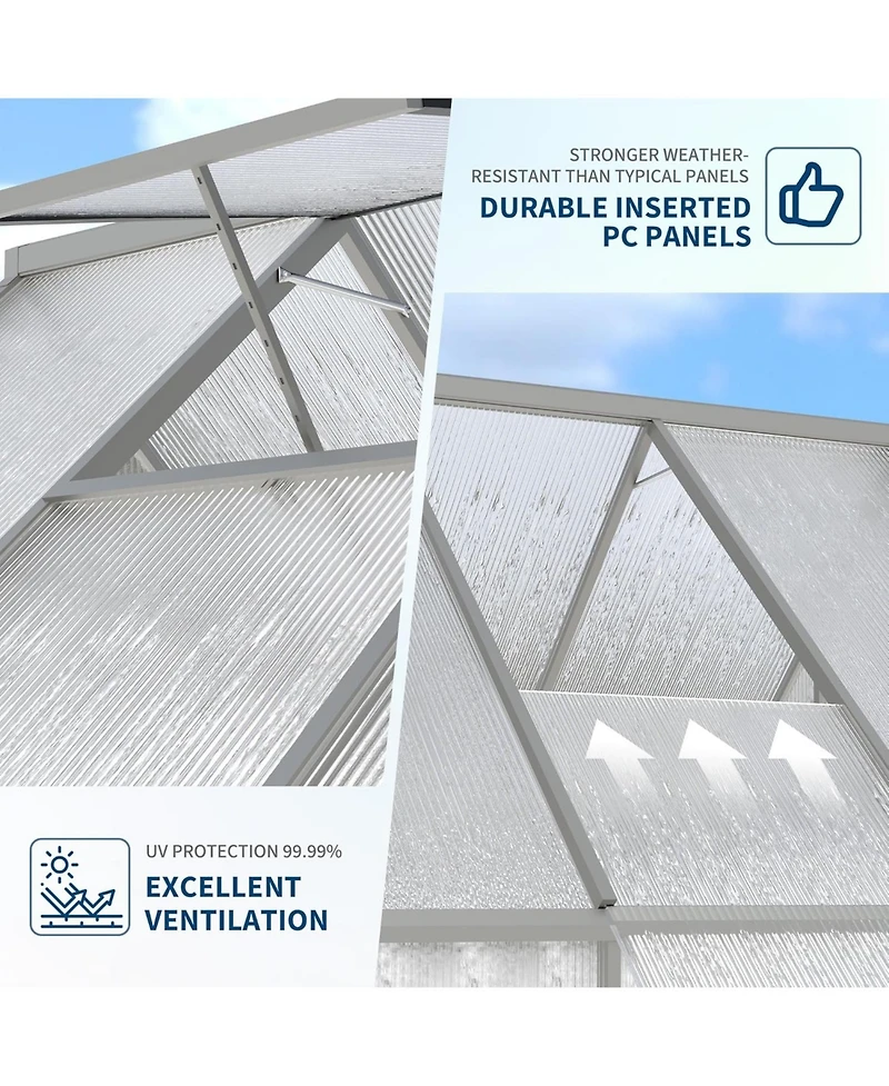 gaomon 6'X4' Aluminum-Framed Polycarbonate Greenhouse, Heavy Duty Polycarbonate Greenhouse with Quick Setup Structure and Roof Vent