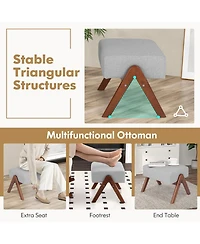 Slickblue Wooden Rocking Chair with Ottoman Set, Padded Cushion and Solid Rubber Wood Frame