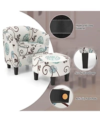 Slickblue Upholstered Fabric Tub Chair with Ottoman Set, Modern Accent Chair for Living Room
