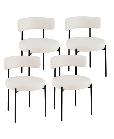 Slickblue Modern Boucle Dining Chair Set of 4 with Curved Back and Metal Frame Legs