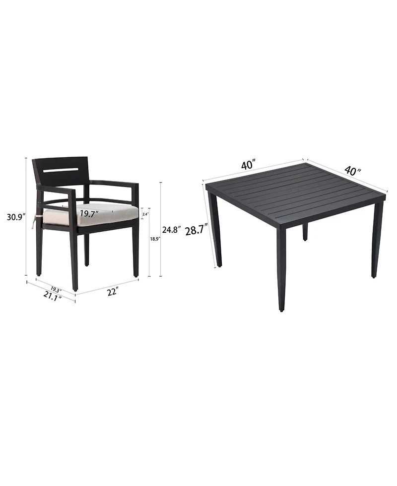Flynama 5-Piece Outdoor Patio Aluminum Furniture, including 4 Dining Chairs Sunbrella Fabric Cushioned with Umbrella Hole