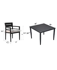 Flynama 5-Piece Outdoor Patio Aluminum Furniture, including 4 Dining Chairs Sunbrella Fabric Cushioned with Umbrella Hole