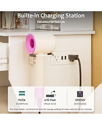 Dyhome Makeup Vanity Desk with Rgb Lighting, Power Outlet and Led Mirror